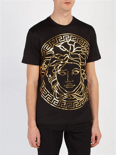 versace t-shirt gold|Versace shirt black and gold.